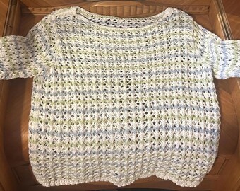 Handmade adult crochet sweater | striped crochet sweater | adult top | adult sweater | unique sweater