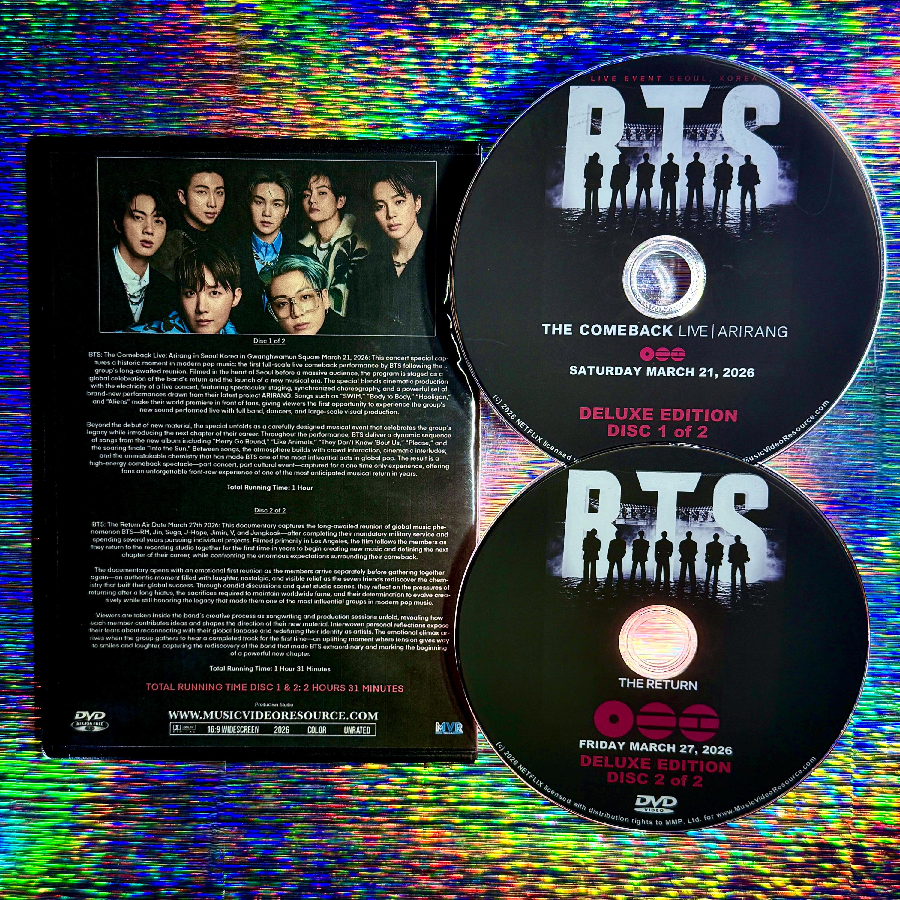 BTS the Comeback Live at Arirang 2026 Deluxe Edition 2 DVD Set and