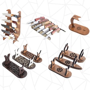 7 Soporte de cuchillo decorativo para corte por láser / Soporte de cuchillo / Soporte de exhibición de cuchillo SVG / Soporte de cuchillo de cocina decorativo de madera