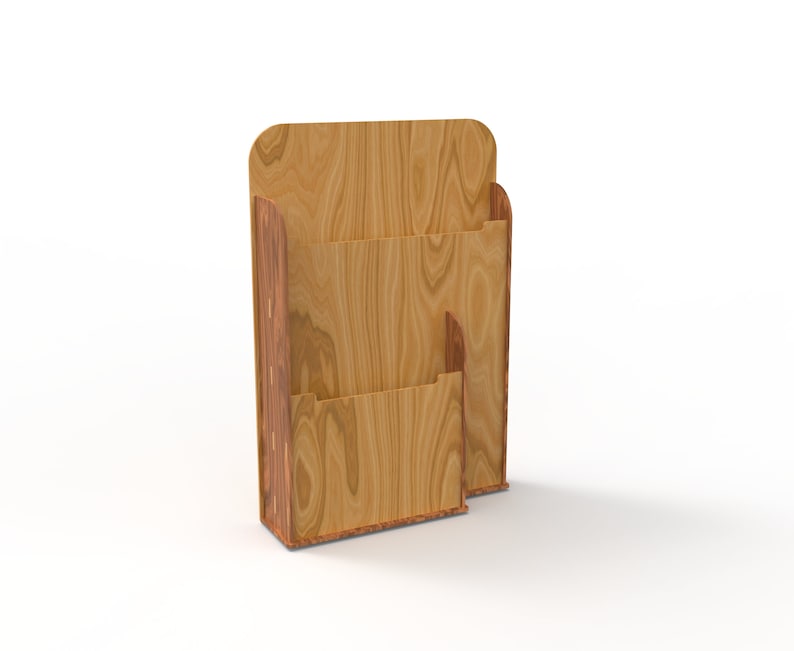 Peut inclure: Un porte-revues en bois avec deux compartiments. Le porte-revues est en bois brun clair avec un grain de bois naturel.