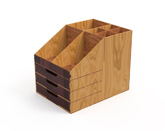 Organizer For Laser Cut | Wooden Organizer SVG | Storage Box | Desktop Organizer | Drawer Organizer | Organizer Template | 3 mm Material
