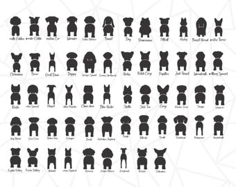 Dog Butt Silhouette | 50 Dog Butt Leash | Dog Butt Silhouette | SVG and DXF Files For Cutters