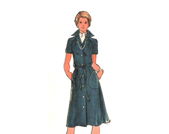 70s Shirtdress Pattern uncut Button Front Dress Size 20 Bust 42 Plus Size Modest Dress Butterick 4046