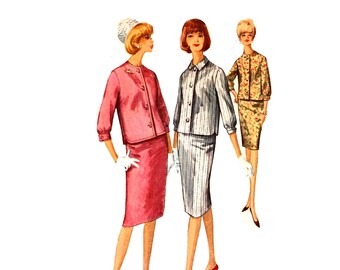 60s Suit Pattern uncut Two Piece Dress Size 14 Bust 34 Pencil Skirt Cosplay Simplicity 5378