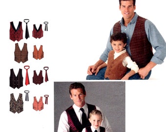 Vest Pattern uncut Mens and Boys Waistcoat pattern Multi-size Plus Size pattern Chest 34-48 Father Son Western Wedding Simplicity 4762