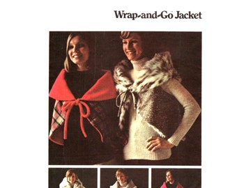 70s Faux Fur Shrug Pattern uncut Size Large Bust 38-40 Wrap and Go Reversible Jacket Butterick 3271