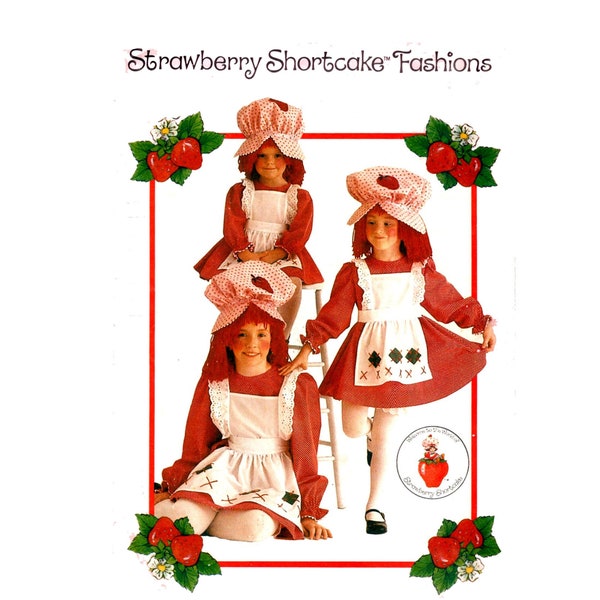 Strawberry Shortcake Costume Pattern pre-cut Strawberry Shortcake Fashions MultiSize 7-8 Chest 26-28.5 Kids Cosplay Butterick 6139