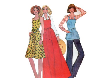 Apron Dress Pattern uncut 70s Wrap Dress pattern MultiSize 6-20 Bust 30.5-42 Plus Size Sundress pattern McCalls Sample
