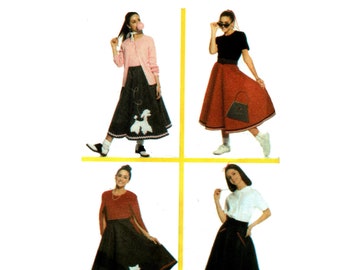 Poodle Skirt Pattern uncut Prairie Skirt pattern MultiSize S-XL Waist 23 - 37 Plus Size 50s Costume Simplicity 9926