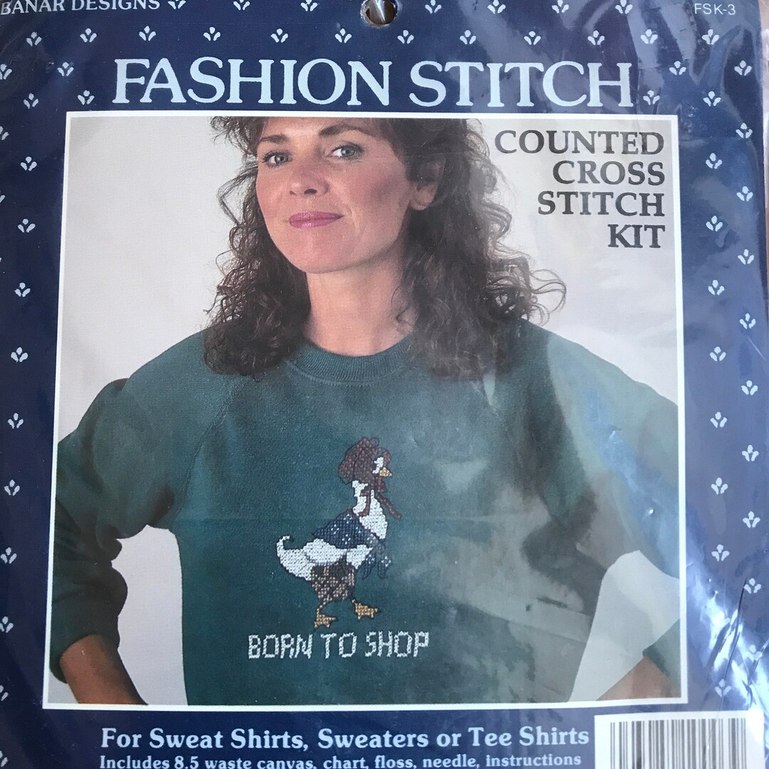 80s Counted Cross Stitch Sweatshirt Kit Goose Counted Cross Stitch for