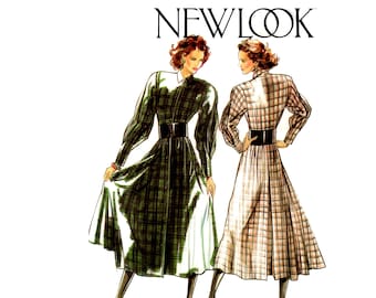 Vintage 80s Dress Pattern uncut MultiSize 8-18 Bust 31.5-40 Plus Size New Look 6022