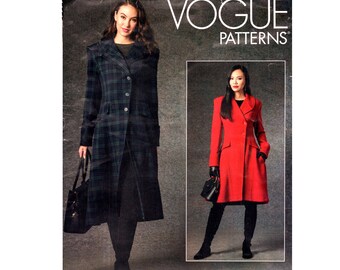 Princess Seam Coat Pattern uncut Front Button Coat MultiSize 8-16 Bust 31.5-38 Flared Coat Vogue 10863