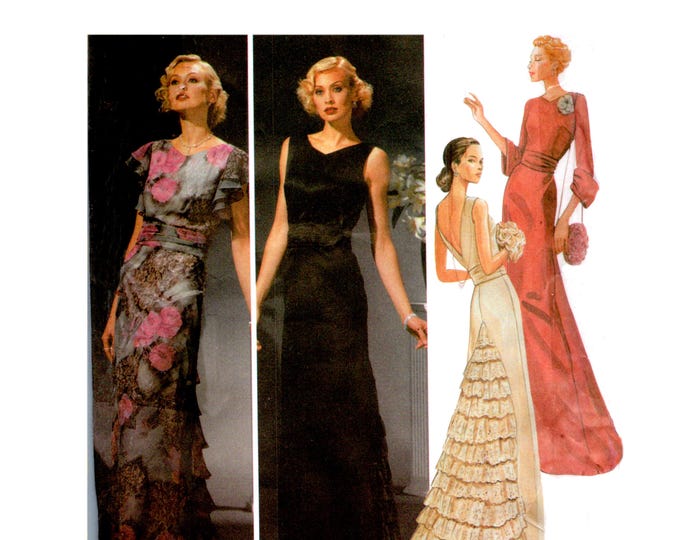 Vintage 30s Style Wedding Gown Pattern Uncut Multisize 14-20 Bust 36-42 ...