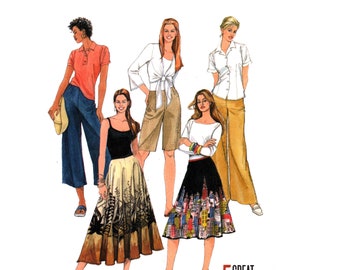 Circle Skirt Pattern uncut Gauchos Pants and Shorts MultiSize 6-12 Waist 23-26.5 Panel Skirt Bias Skirt McCalls 5111