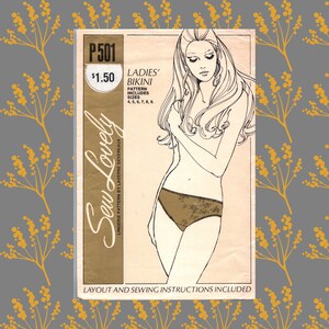 Bikini Panties Pattern pre-cut 70s Panties MultiSize 4-9 Hip 34-50 Plus Size Sew Lovely P501 image 2