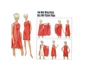 3 Armhole Dress Pattern pre-cut Two Way Wrap Dress 60s Size Medium Bust 34-36 or Small Bust 31.5-32.5 Sundress Swirl Butterick 4699