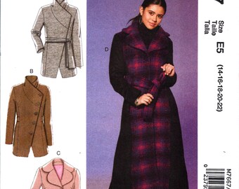 Long Wool Coat Pattern Uncut Multisize 14-22 Bust 36-44 Asymmetric