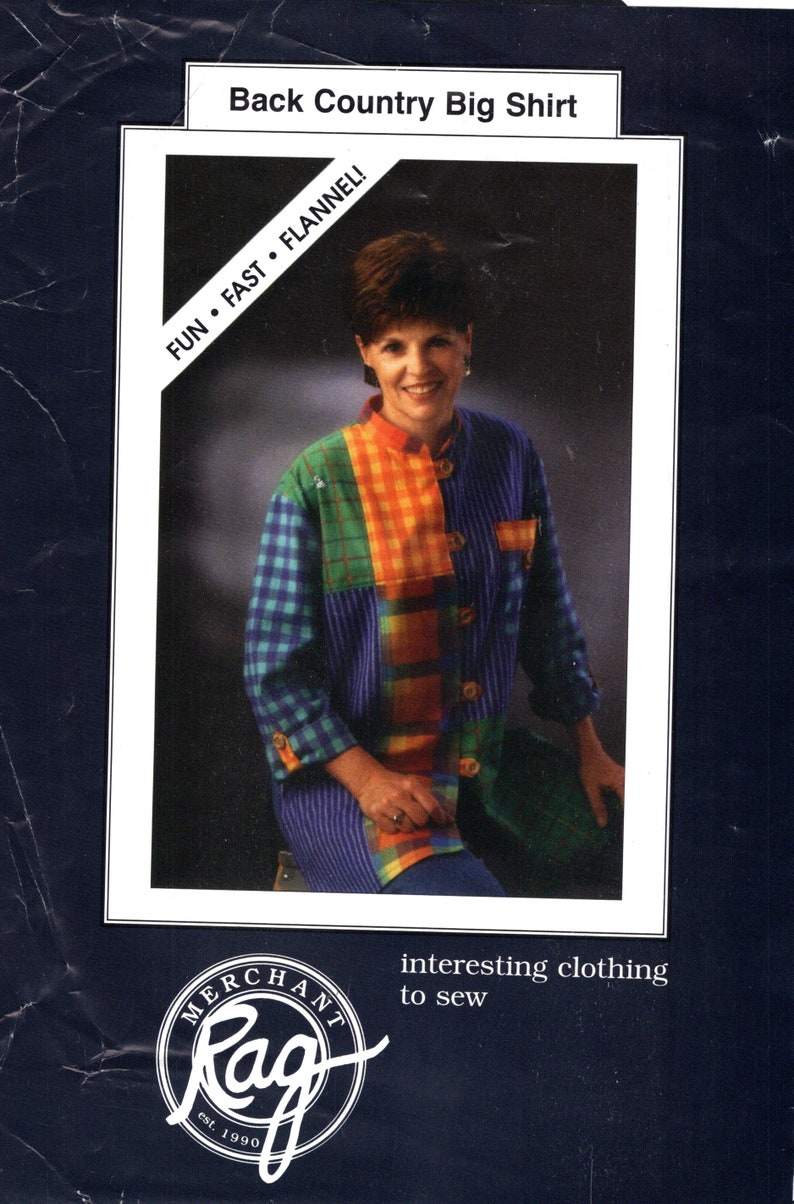 Patchwork Oversize Shirt Pattern uncut Rag Merchant Size 6-22/24 Bust 44-57 Plus Size Flannel Shirt Back Country Big Shirt image 4