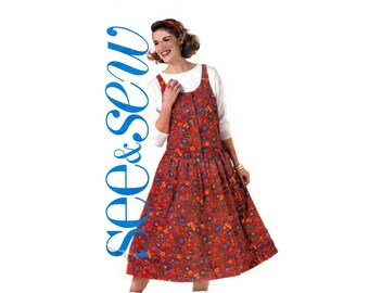 Vintage 80s Grunge Dress Pattern MultiSize 16-24 Bust 38-46 Plus Size Butterick 4272 Uncut