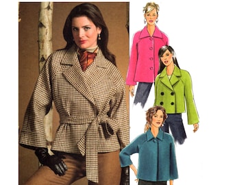 Swing Coat Pattern uncut Cropped Coat MultiSize 4-14 Bust 29.5-36 Wrap Coat Butterick 4865