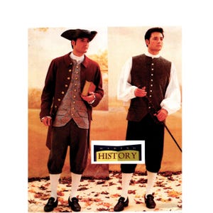Vintage Mens Colonial Costume Pattern uncut Hat Shirt Vest Pants Coat MultiSize Chest 38-48 Plus Size Revolutionary Butterick 3072