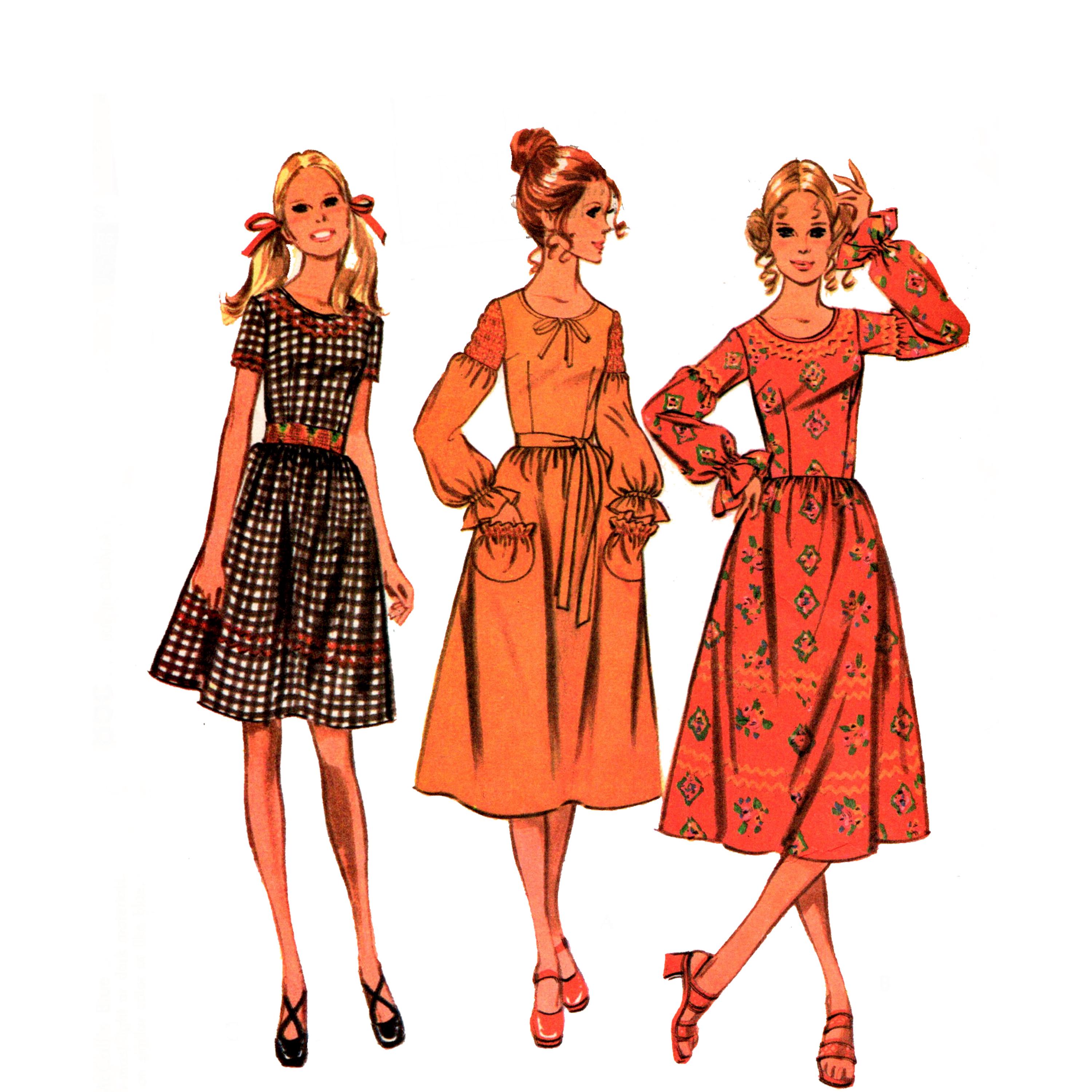 Vintage 70s Smocked Dress Pattern Pre-cut Size 9 Bust 32 Mccalls