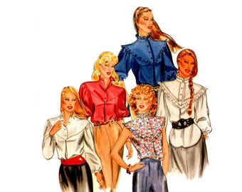 Vintage 80s Prairie Blouse Pattern MultiSize 8-10 Bust 31.5-32.5 Butterick 4175 Uncut
