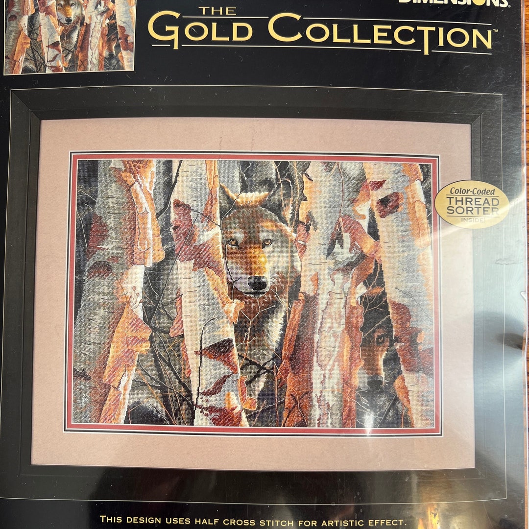 The Guardian Wolf Cross Stitch Kit NIP Wolf Counted Cross Stitch 16x12