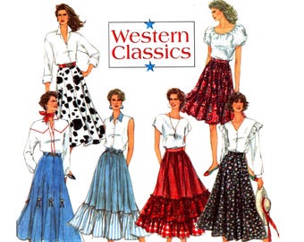 Vintage 90s Full Circle Skirt Pattern MultiSize 12-16 Waist 26.5-30 Simplicity 8193 Uncut