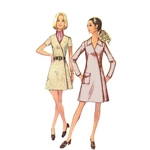 Wrap Dress Pattern uncut 70s Front Wrap Dress Size 8 Bust 31.5 Petite Size Dress Simplicity 8982