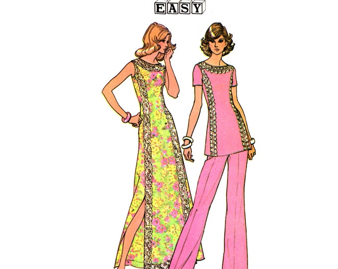 Flares Pattern Uncut 70s Princess Seam Gown or Tunic Size 20 Bust 42 ...