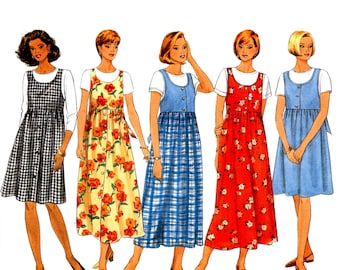 90s Button Skirt Dress Pattern uncut Size 6-12 Bust 30.5-34 Midi Jumper Dress Maternity Grunge Butterick 4454