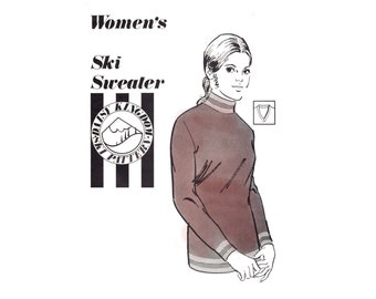Ski Sweater Pattern uncut Turtleneck Sweater pattern MultiSize S-XL Bust 38-44 Plus Size Wool Sweater pattern by Daisy Kingdom 10