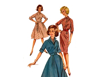Vintage 60s Shirt Dress Pattern Size 16 Bust 36 Butterick 9941 Uncut