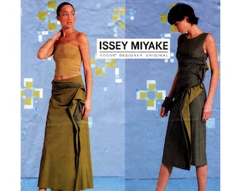 Vogue Issey Miyake Dress and Skirt Pattern uncut Vogue Designer Original Multi Size 14-18 Bust 36-40 Plus Size Ruched Skirt OOP Vogue 2556