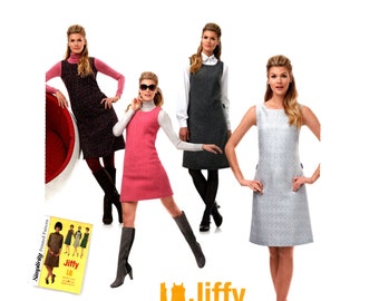 Jiffy Mod Dress Pattern uncut 60s Jumper MultiSize 14-22 Bust 36-44 Plus Size Aline Dress Simplicity 1252 6133