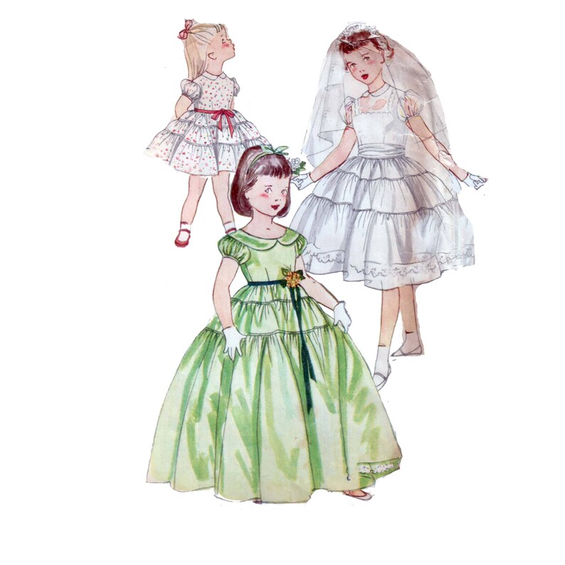 Girls Dress Pattern 50s Flower Girl Dress Pattern Holiday Etsy