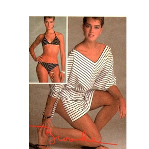 Brooke Shields Bikini Pattern uncut Coverup pattern 80s Resort MultiSize 8-12 Bust 31.5-34 Swimsuit McCalls 8583