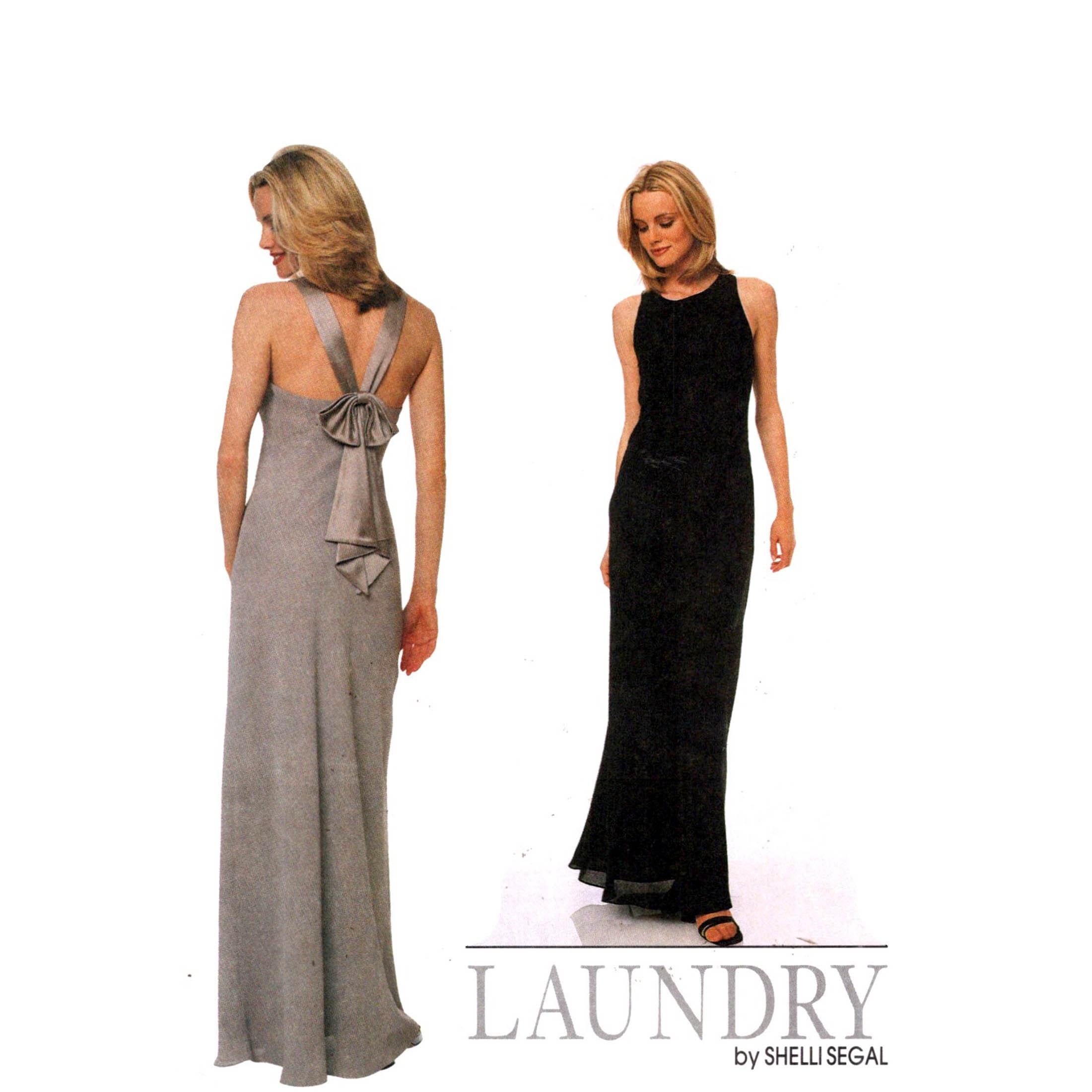 Low Back Gown Pattern uncut 90s Bias Halter Gown MultiSize 10-14 Bust 32.5-36 Shelli Segal  McCalls 9387