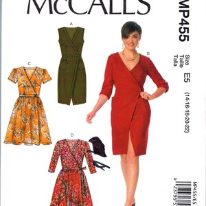 Wrap Dress Pattern uncut Fit and Flare MultiSize 14-22 Bust 36-44 Plus Size Dress McCalls MP455 image 4