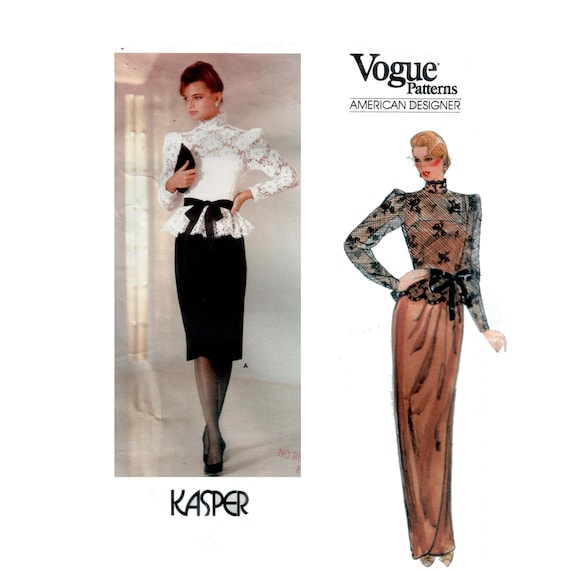 Vintage 80s Vogue Dress With Lace Overblouse Pattern Uncut Size 10 Bust  32.5 or Size 8 Bust 31.5 Kaspar American Designer Vogue 1189 - Etsy