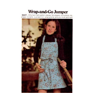 Vintage 70-tals flickor Wrap and Go-mönster oklippt storlek 6 Byst 25 Butterick 4334