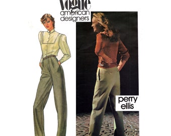 Perry Ellis Sportswear Pattern uncut 80s Vogue American Designer Size 12 Bust 34 Tailored Pants Vogue 2677