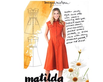 Megan Nielsen Dress Pattern uncut Matilda Dress pattern MultiSize 12-20 Bust 34-42 Plus Size MN2005