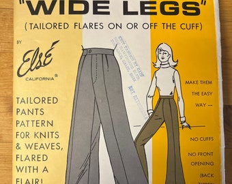 Flares Pattern partially cut 70s Else California Wide Legs MultiSize HIP 34-46 Plus Size Tailored Pants Cuffs ~ Else 190