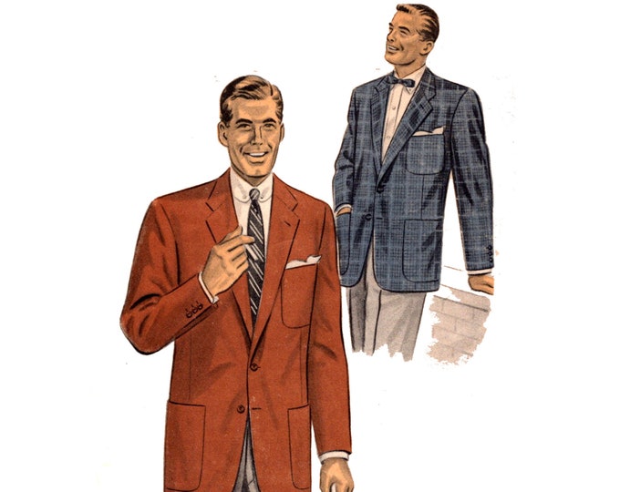 50s Sports Jacket Pattern Precut 50s Mens Blazer Pattern Size Etsy
