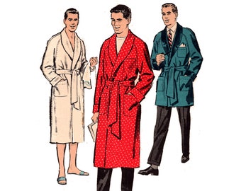 Smoking Jacket Pattern pre-cut 50s Men's Bathrobe pattern Loungewear Size Large Chest 42-44 Dressing Gown Advance 8802