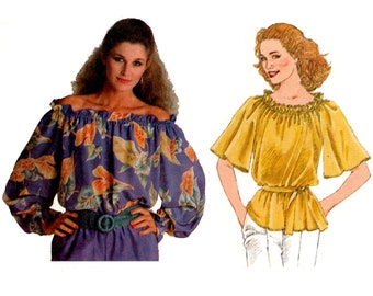 Off the Shoulder Blouse uncut Pirate Blouse Pattern MultiSize 18-20 Bust 40-42 Plus Size 80s Boho Blouse Cosplay Simplicity 9841