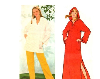 Pullover Caftan Pattern uncut 70s Tunic pattern Size 12 Bust 34 Hoodie Beach Top Easy Simplicity 8993