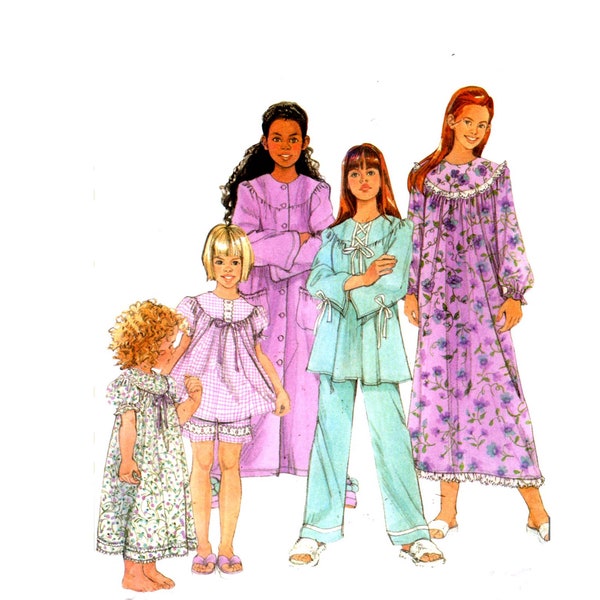 Kids Nightgown Pattern uncut Short Pajamas pattern MultiSize 7-14 Bust 26-32 Long Nightgown pattern Robe Pajamas pattern Simplicity 5382